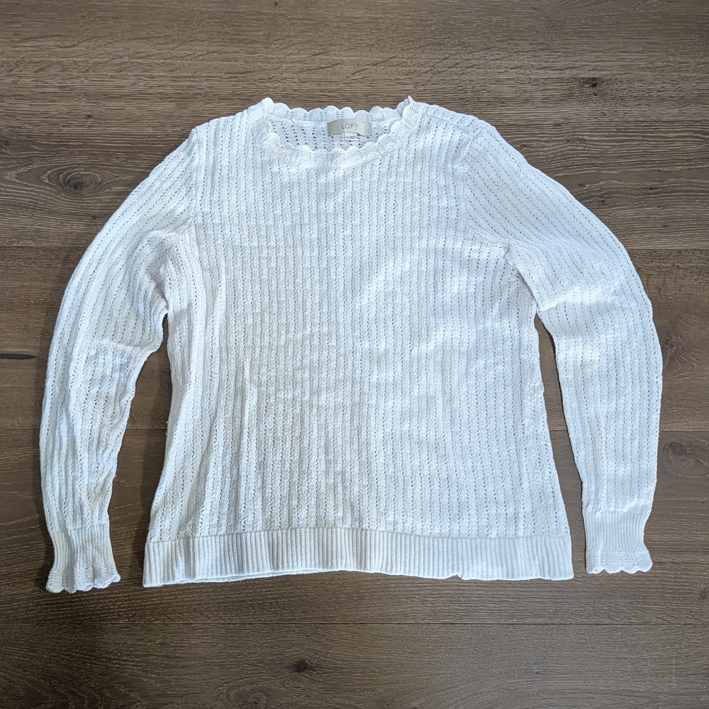 LOFT Ivory Textured Knit Top